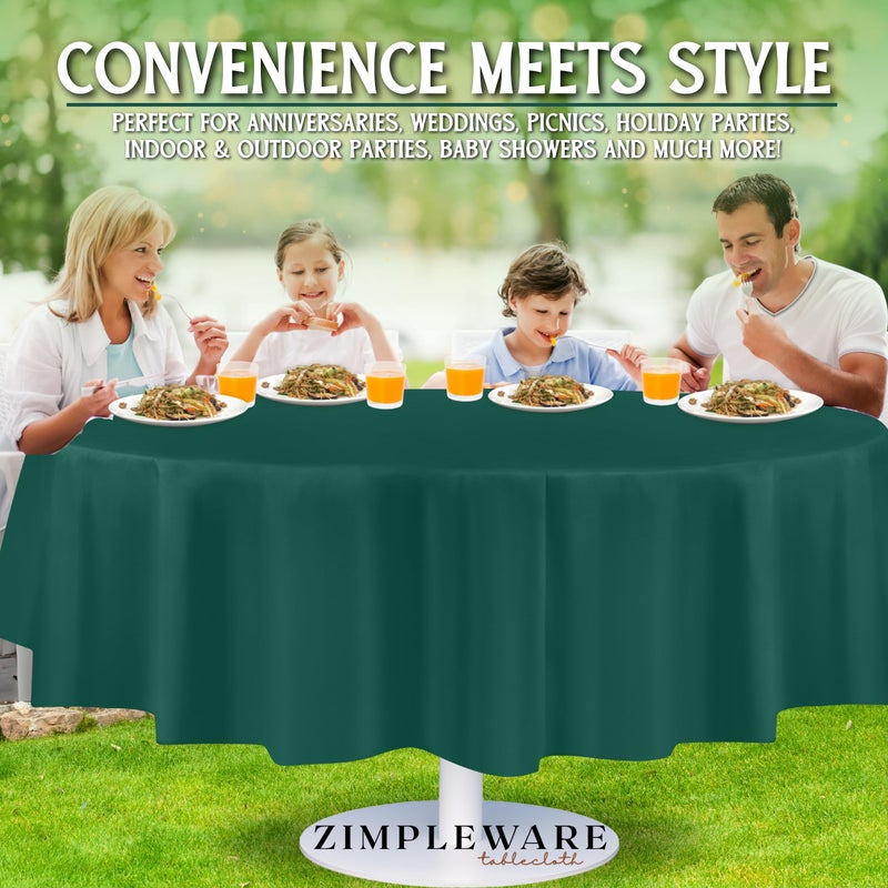 ZIMPLEWARE Premium Dark Green Plastic Table Cloth Disposable (12 Pack) Round Tablecloth (84in) Party Table Cloths Disposable, Perfect Table Cloth Round Cover for Any Table Up to 6 Feet - Image 4
